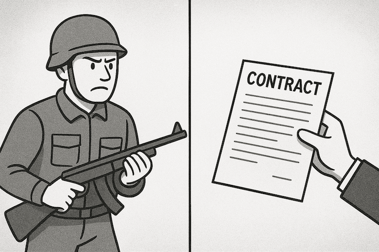 Военный и документ «Contract» как визуальная метафора спора